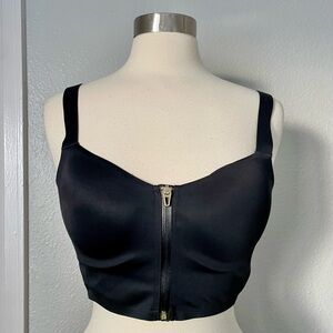Victoria's Secret Knockout Black Gold Front-Zip Longline Crop Sports Bra 36C